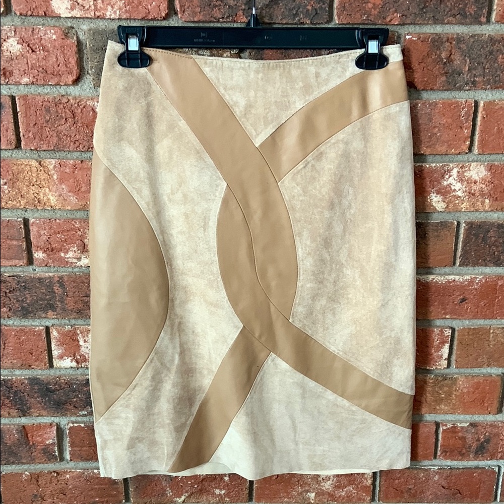 Vintage Margaret Godfrey Elegant Tan Suede Leather Skirt